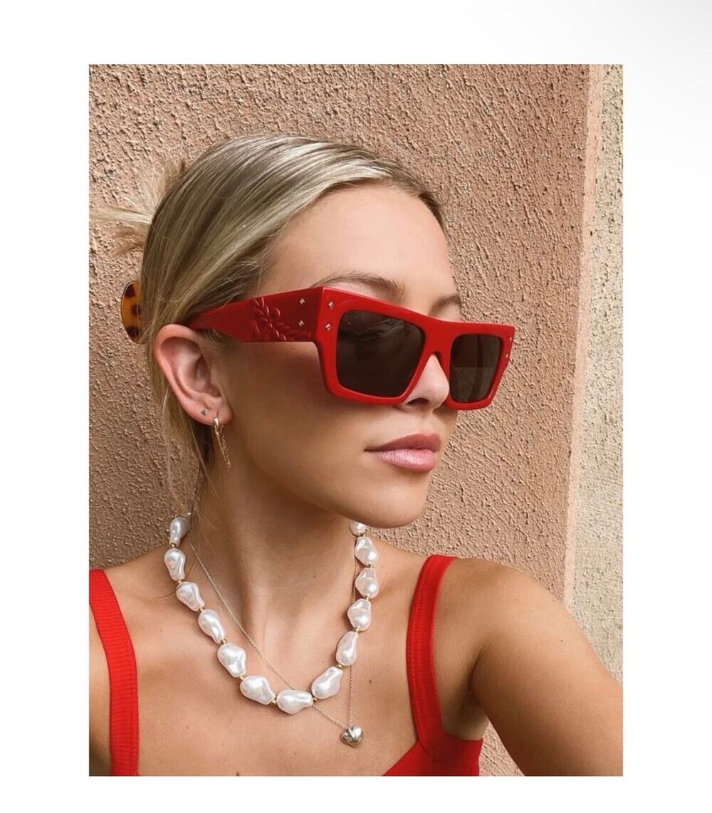 New MCM red square sunglasses with crossbody pouch